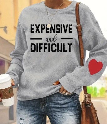 NWT Expensive And Difficult Gray Sweatshirt With Heart Detail On Sleeve