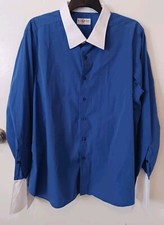 John Craig Dress Shirt Mens Large Long Sleeve Blue Designer USA Made