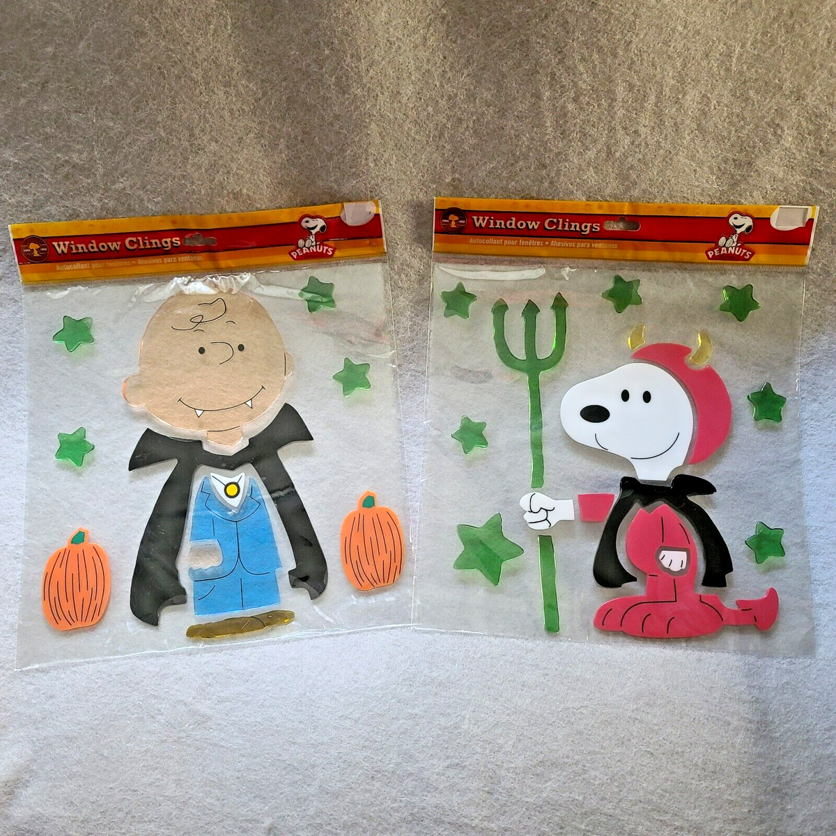 Peanuts Halloween Jelz Gel Window Clings Decal Snoopy & Charlie