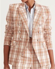 VERONICA BEARD Dickey Jacket Women's sz 12 Orange Black Plaid MILLER Blazer NWT