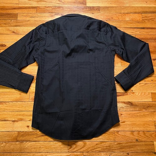 Bugatchi Textured Button Down Shirt Geometric Black NWT $179 Size 15.5x34/35 - Picture 4 of 10