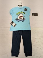 NWT Hurley Boys Graphic Short Sleeve Shirt Jogger 2 Piece Set Size 4T Blue AM6