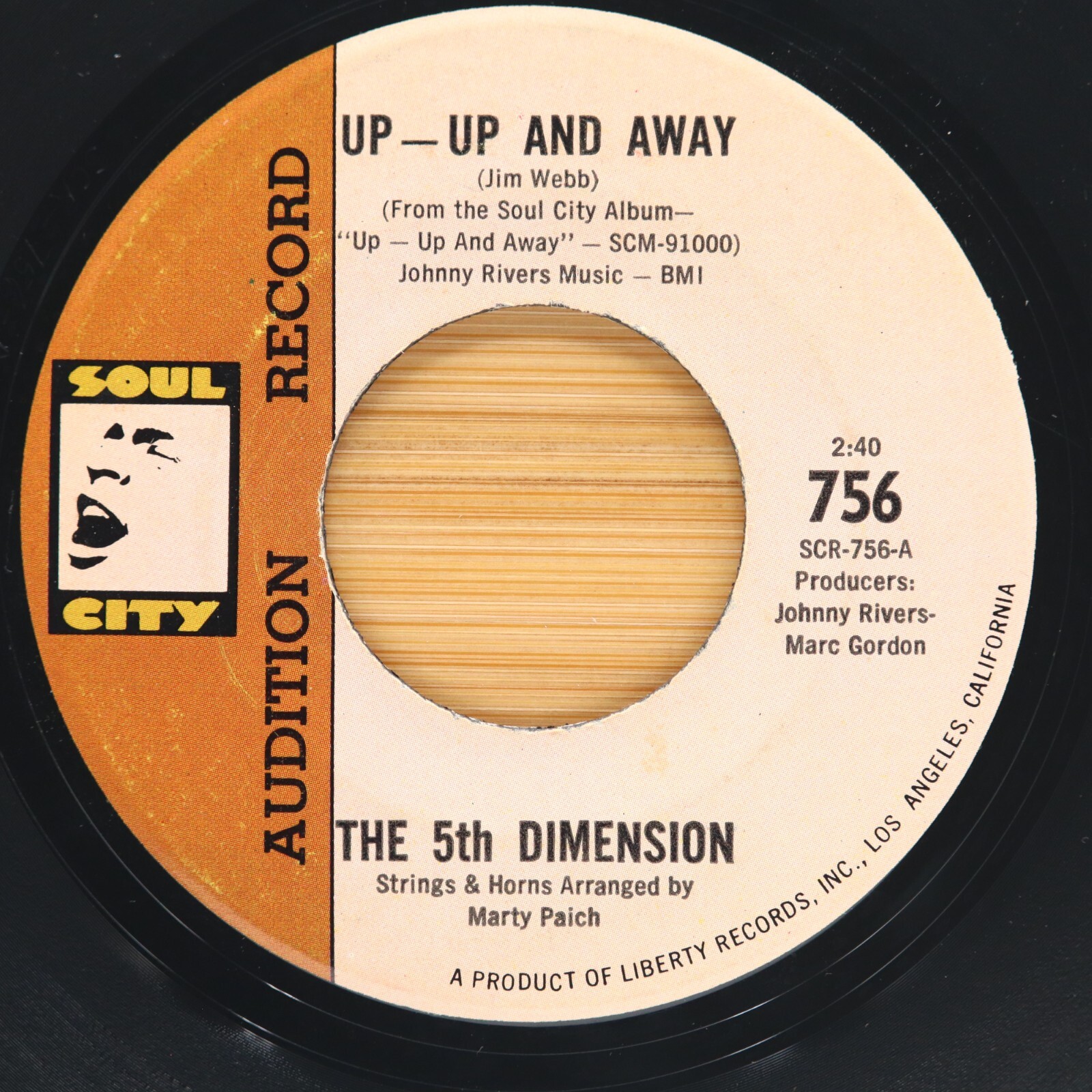 THE 5TH DIMENSION - UP-UP AND AWAY / WHICH WAY TO NOWHERE - SOUL FUNK 45 PROMO