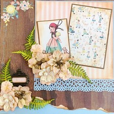 SALE - SO SWEET Meadow Shepherd w Flowers 12x12 Premade Scrapbook Layout Page