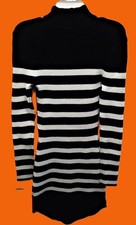 NWT Almost Famous L/S Mock Turtleneck Sweater Dress, Blk/Cream, Jr Girl's Small