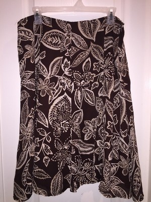 DRESS BARN WOMENS SKIRT SIZE 16 BROWN FLORAL EUC for Sale