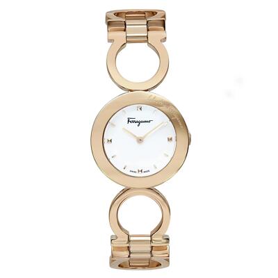 Salvatore Ferragamo Gancino Gold Tone White Dial Ladies Watch