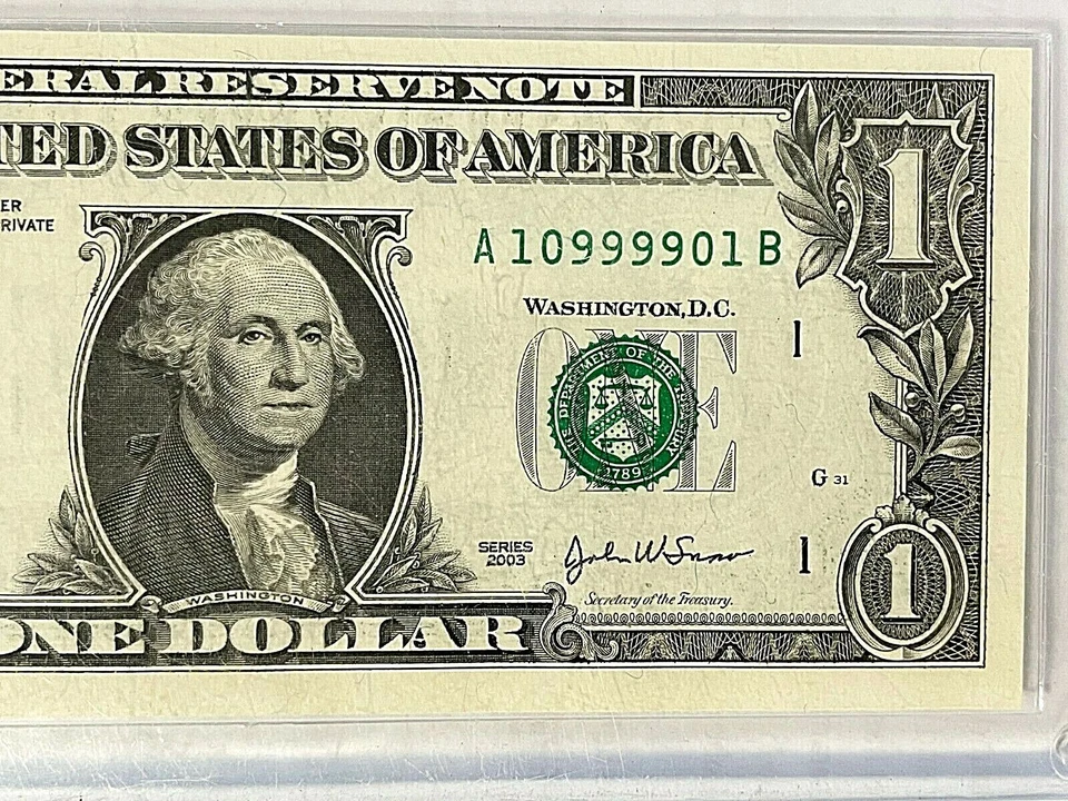 2003 GEM BU. $1 Dollar Super Outstanding Radar Bill. # ( A 10999901 B ) GEM BU. - Image 4 of 4