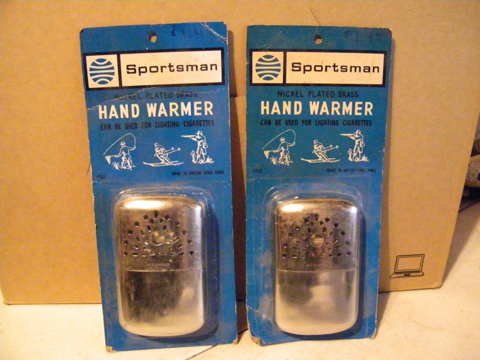 New/Old stock Nickel Plated Brass Pocket Hand Warmers Made in British Hong Kong
