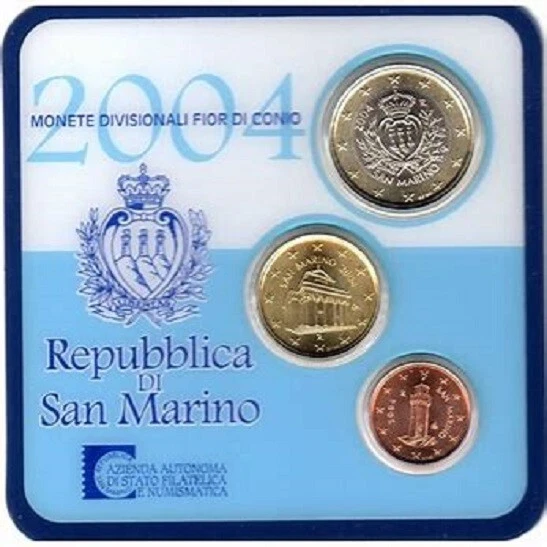 SAN MARIN 2004 BU MINI KIT 3 PIECES 1 + 0,10 + 0,01 EURO - TRES RARE - Photo 1/1