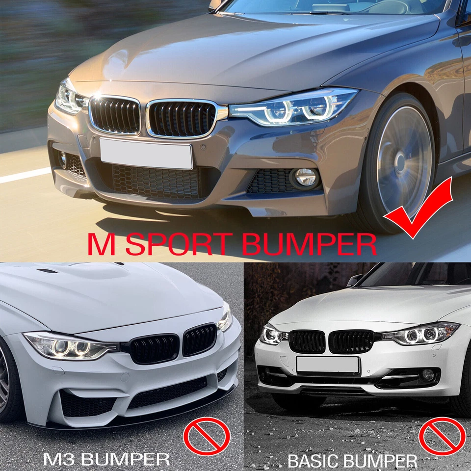 Labio del alerón del parachoques delantero del coche para BMW F30 serie 3 M Sport 2012-2018 fibra de carbono Foto 4 de 4