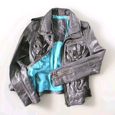 Bnnbw Superdry Megan Skinny Double Collar Leather Jacket Size 2xs