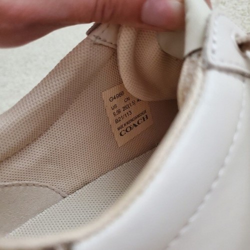 Coach Clip Low Top Leather Sneakers in Chalk/Khaki sz9.5 - Picture 7 of 14