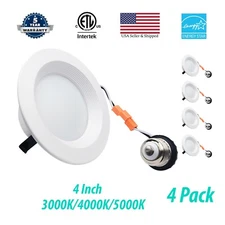 3BRIX 4 x 4” 10W LED Retrofit Downlight Baffle Trim Recessed Dimmable Light-ETL 
