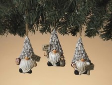 Set of 3 - 3" Resin Rustic Christmas Gnome Ornaments - Buy 3 Save 5