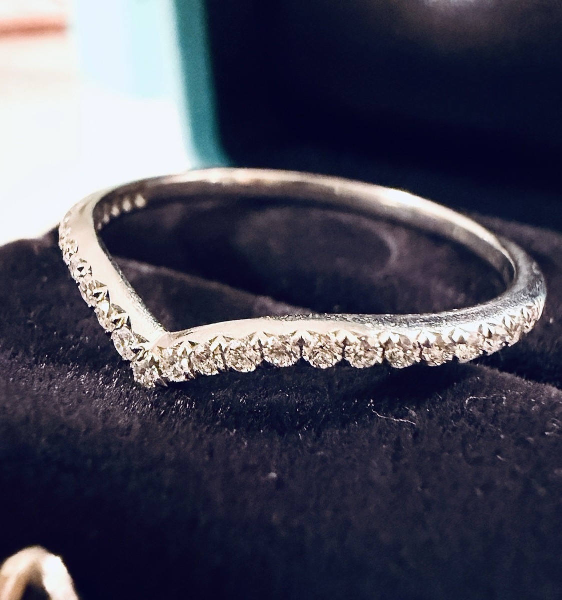 Tiffany & Co. Soleste Wedding Curved V Band Ring Platinum 950 w 