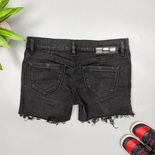 DIESEL Vintage Women's Super Slim Stretch Black Distressed Shorts W29 Y2K Style