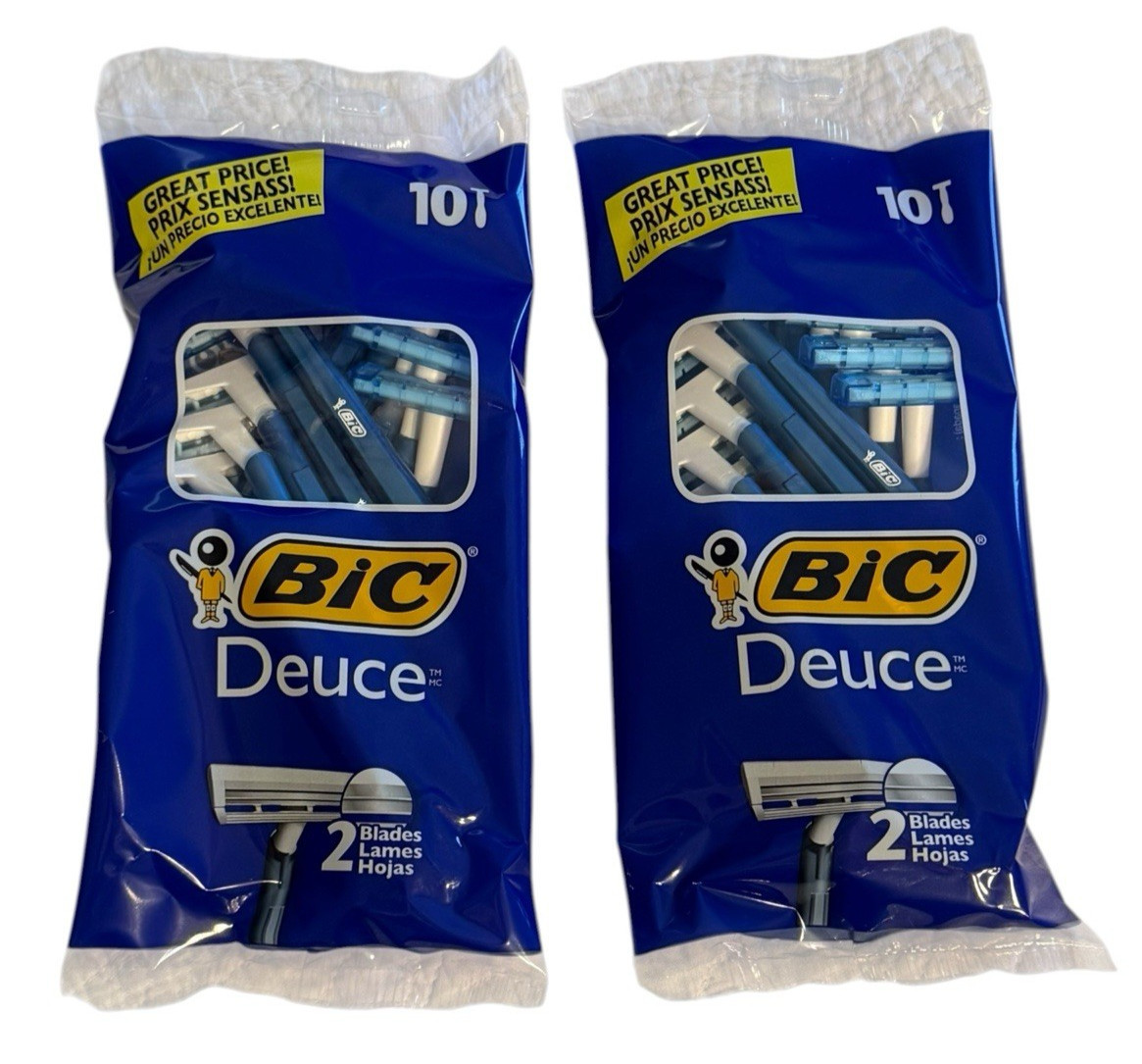 Lot of 30 Bic Deuce 2 Blade Razors for Shaving, Disposable Shavers (3x 10 Each)