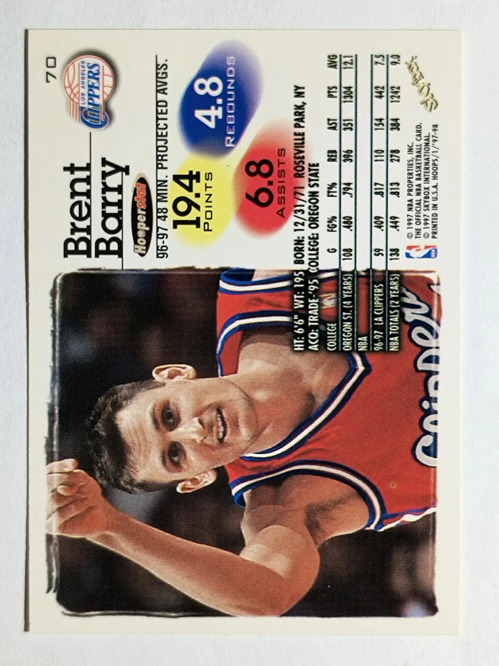 1997-98 Hoops #70 Brent Barry - Image 2 of 2
