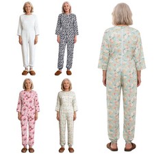 US Womens Anti-strip Adaptive Clothing Long Sleeves Jumpsuit Security Rompers