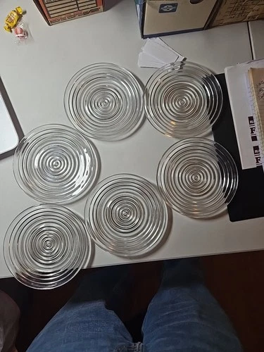 VINTAGE Anchor Hocking Manhattan 6" Plates Set of 6 Made in USA 1930's ART DECO