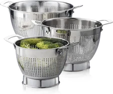 Yh-Goods Stainless Steel Colander - 3-Piece Kitchen Sink Strainer Set for Pasta,