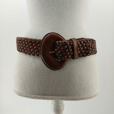 Women's Glam Sz S/M Boho Braided Brown Leather Belt Casual