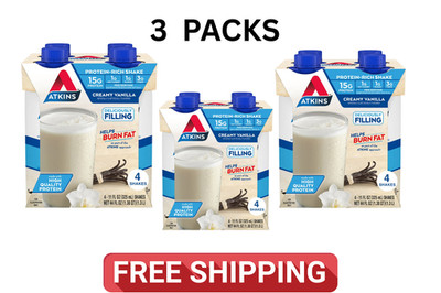 Atkins Protein Shake Creamy Vanilla, Keto Friendly, Gluten Free 12 Ct- Free Ship