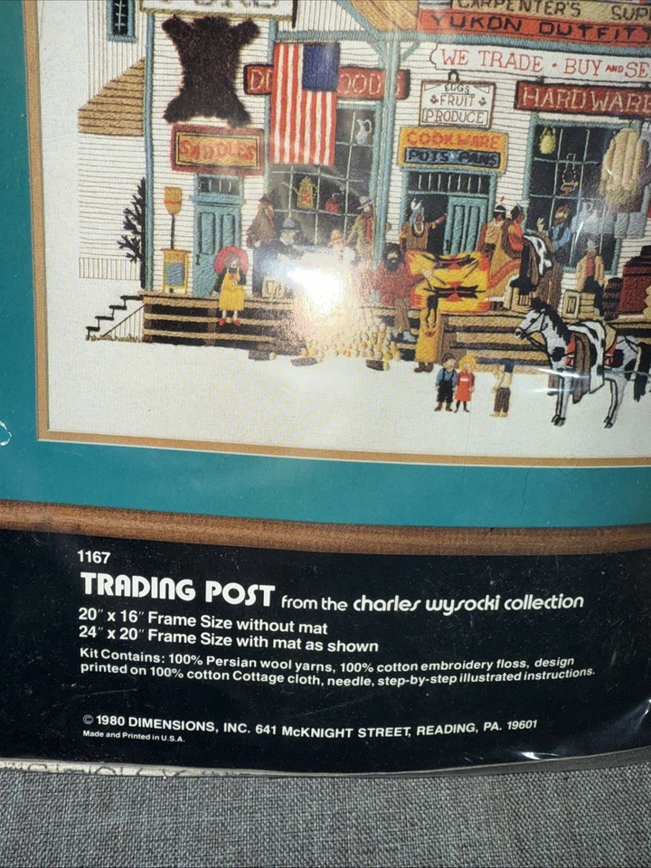 1980 Dimensions Crewel Trading Post Charles Wysocki Vintage Kit Sealed - Image 2 of 3