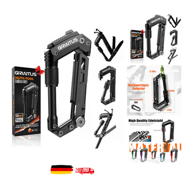 8en1 Karabiner Multitool Camping Zubehör mit Flaschenöffner Lineal Säge Sch