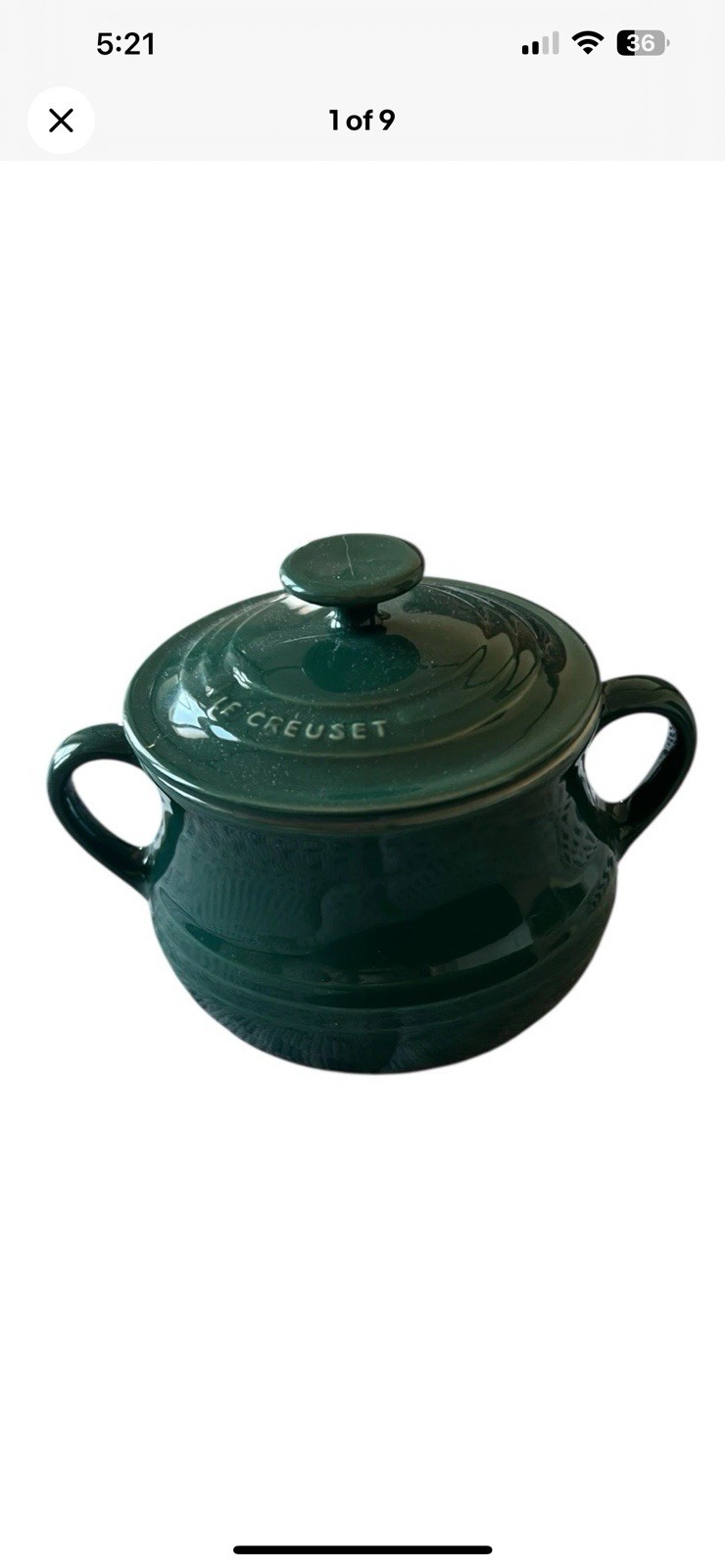 Le Creuset Soup Bowl Bean Pot Rare Jade Green Limited Edition Stoneware No Box