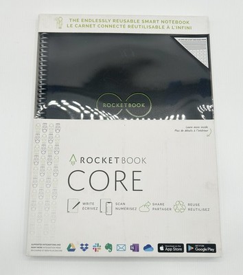 Rocketbook Core Smart Reusable Letter Size Notebook 8-1/2'' x 11'' Lined Black