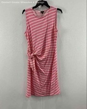 NWT Talbots Petite Womens Pink/White Striped Beach Dress Size Lp