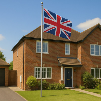 20FT OUTDOOR FAHNENMAST & UNION JACK FLAGGE MIT ÖSEN OLYMPIADE STANGE MIT RIEMENSCHEIBE