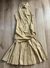 Women’s Valentino Sleeveless Long Brown Pleated Dress - Size 42/6
