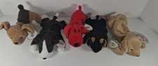 Lot of 5 Ty Beanie Babies Dogs   Various Breeds  Styles   Retired Plush