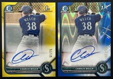 CHARLIE WELCH 2022 1st Bowman Prospect BLUE /150 + YELLOW /75 AUTO Mariners LOT