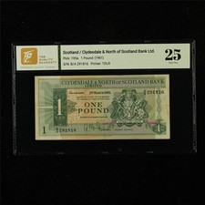 1961 Scotland Clydesdale & North of Scotland Bank Ltd 1 Pound Pick#195a