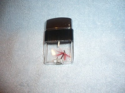 NOS  NOT !! SCRIPTO Vu-Lighter Clear See Through Chrome and black fishing fly
