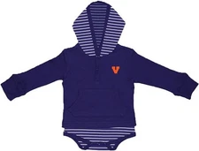 Two Feet Ahead NCAA Virginia Cavaliers Baby Striped Hooded Sweatshirt Creeper