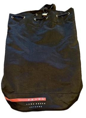 Prada Luna Rossa Extreme Black Drawstring Closure Duffel Sling Bag Shoulder