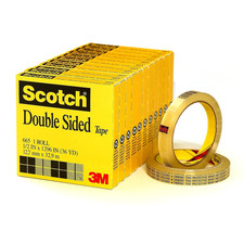 Scotch Permanent Double Sided Tape Linerless  665-C : 1/2 in. x 36 yds. Clear
