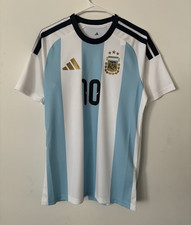 adidas Argentina Lionel Messi #10 Soccer Jersey Fan White/Light Blue/Black