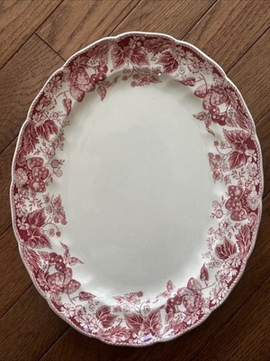 Johnson Brothers Strawberry Fair Ironstone Red/Pink Serving Platter Transferware