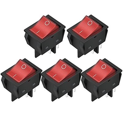  30A Rocker Switch 4 Pin Red LED Lighted Rocker Toggle Switch DPST Heavy 12V
