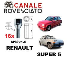 kit 16 bulloni Renault SUPER 5 GT TURBO ruota per cerchi in lega ferro M12x1,5