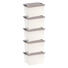 IRIS 40 Qt. Plastic Storage Bins with Lids, Stackable Storage Containers, 5 Pack