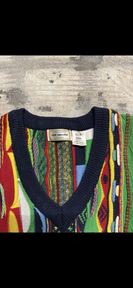 3D Knit Coogi Like Colorful Sweater Vest Mens 3XL - Image 4 of 4