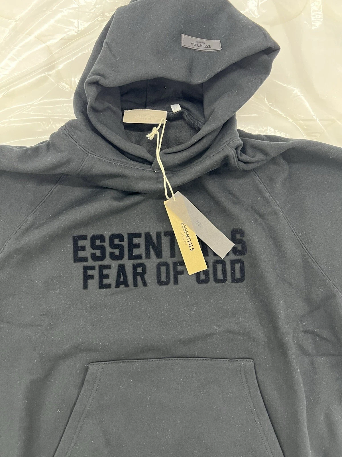 Felpa con cappuccio Fear Of God Essentials nera elasticizzata berlina taglia XL *NUOVA*