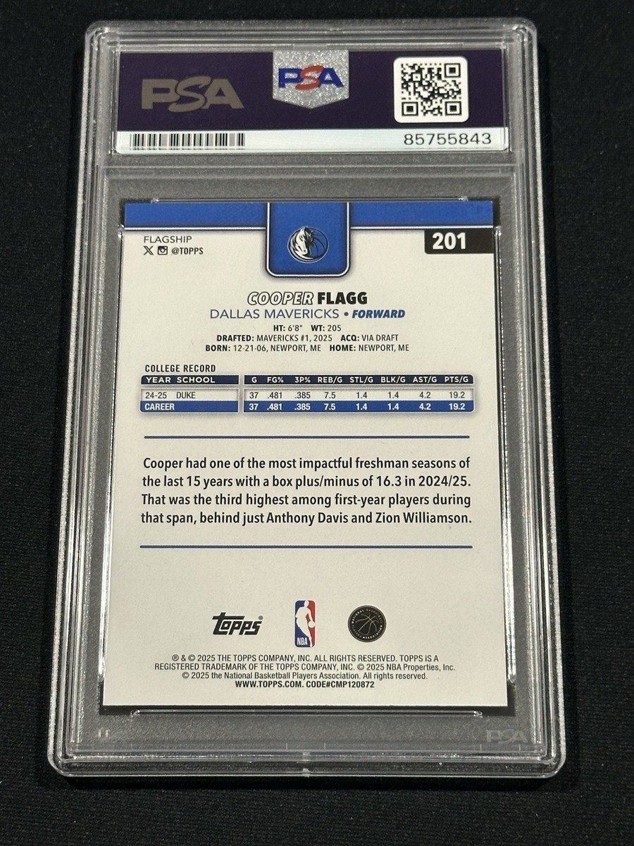 2025-26 Topps Signed Cooper Flagg #201 Autographed NBA RC Auto
